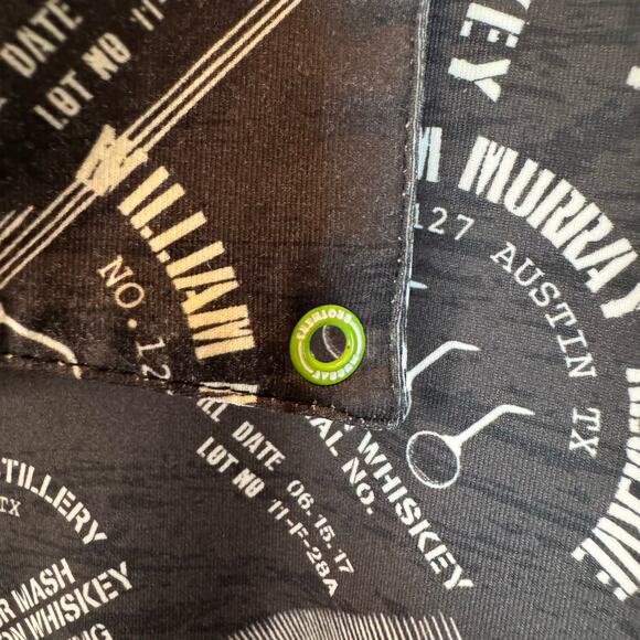 William Murray Men’s M Golf Polo Shirt Black Whiskey Print Stretch Performance - Picture 10 of 13